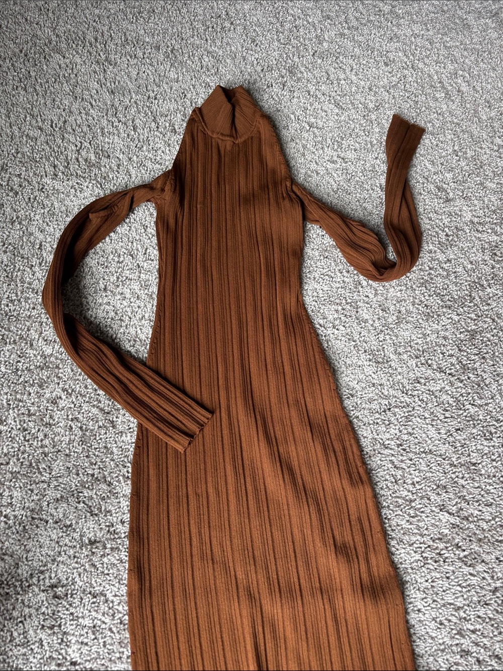 House of Harlow 1960 Ribbed Turtleneck Maxi Dress - Chestnut Brown
